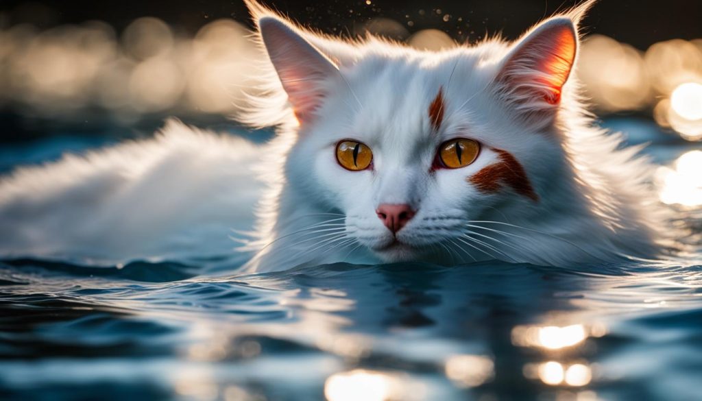 Turkish Van cat swimming